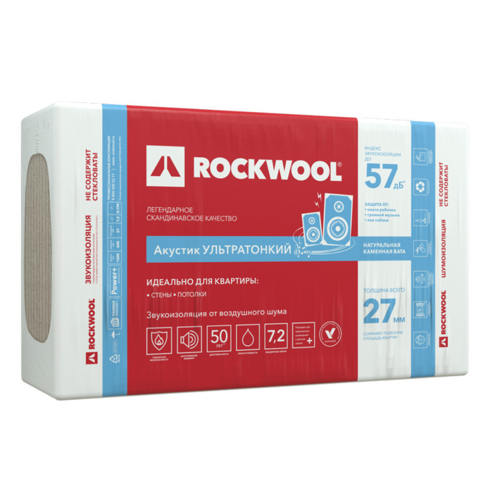 Утеплитель Роквул Акустик Баттс Ультратонкий 27х600х1000